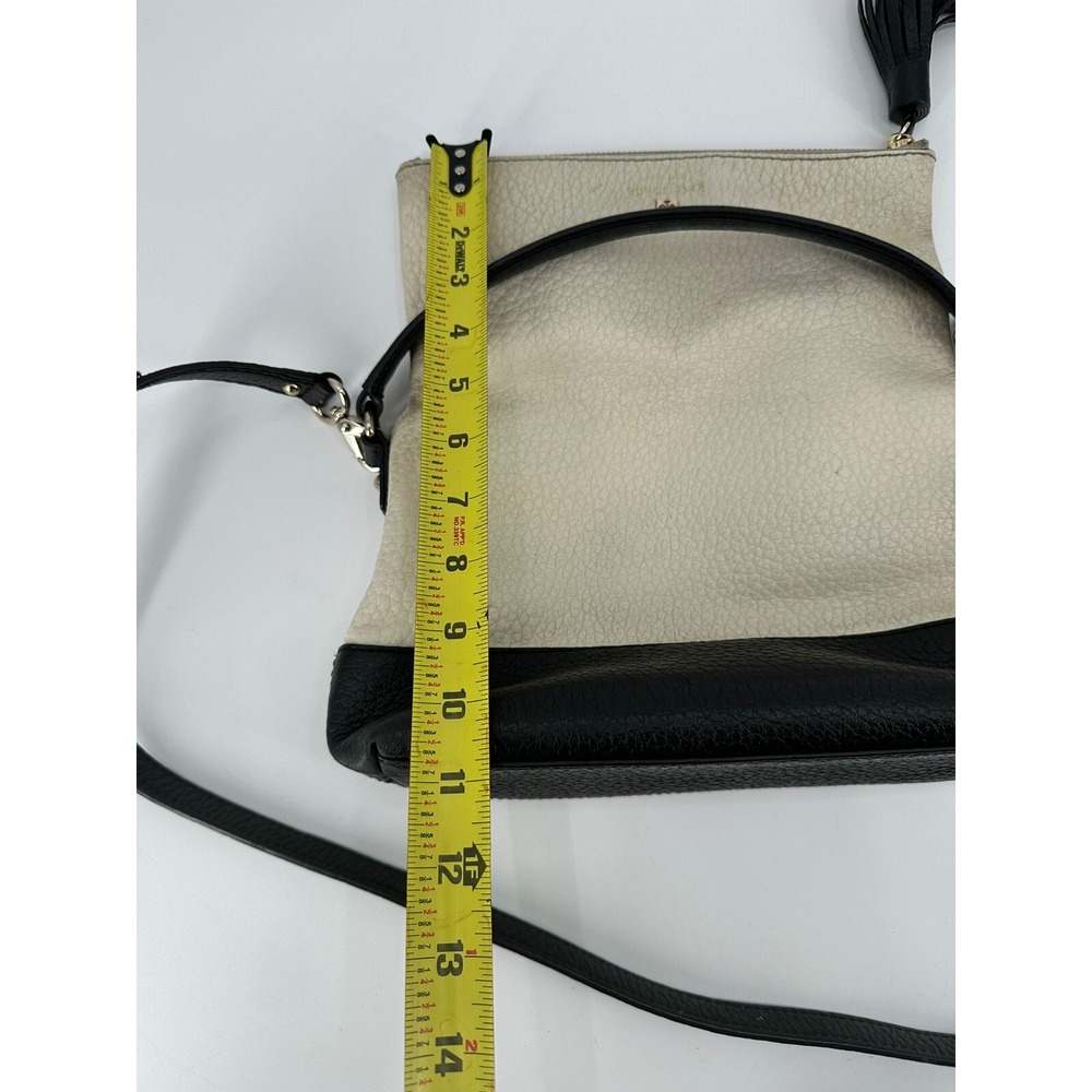 Kate‎ Spade Black and Cream Pebbled Leather Crossbody Foldover Bag - Picture 15 of 16